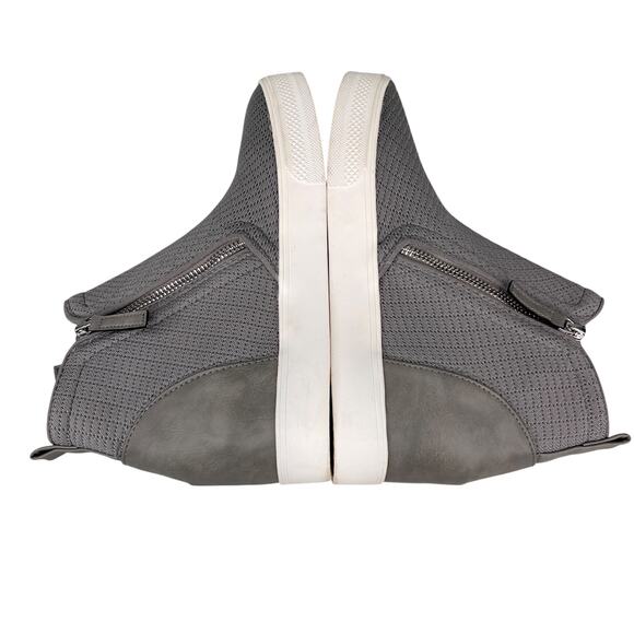 Steve Madden Loxley Wedge High Top Sneaker Gray Bootie 9 - Picture 7 of 11